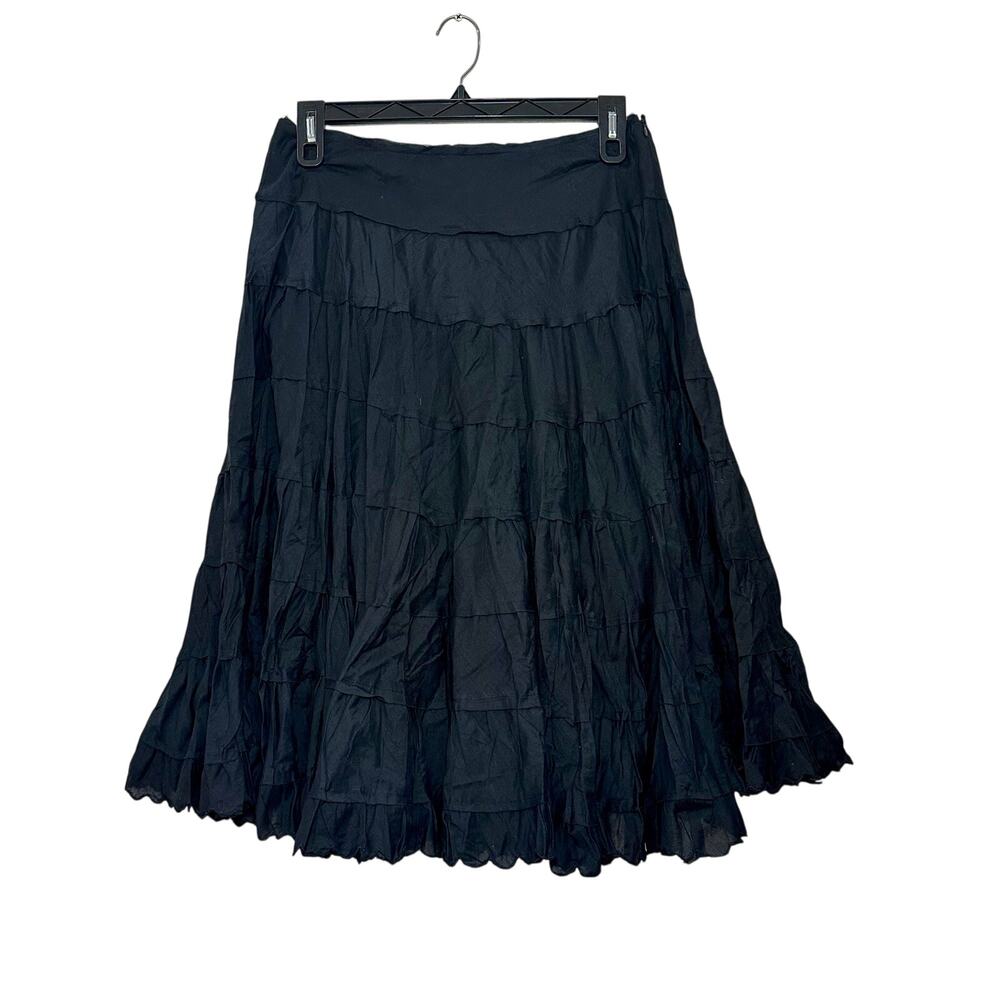 Chaudry KE Black Tiered Boho Skirt Size M - Picture 2 of 4